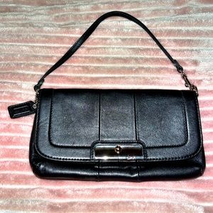 Coach Black smooth leather snap wristlet!